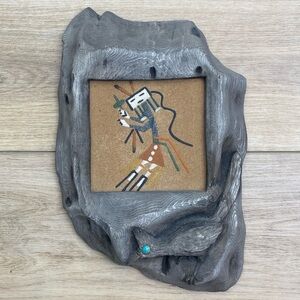 Vintage Southwestern‎ Kachina Sand Art Carved Frame